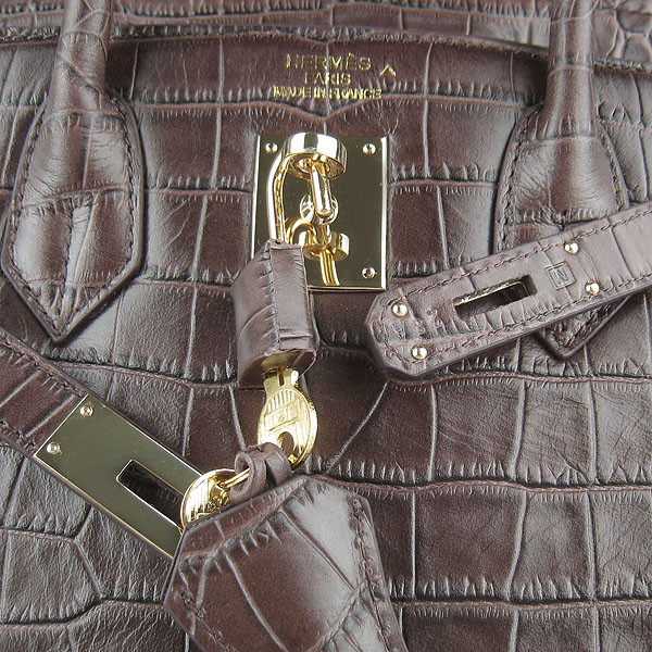 Replica Hermes Birkin 30cm Crocodile Veins Bag Dark Coffee 6088 On Sale - Click Image to Close